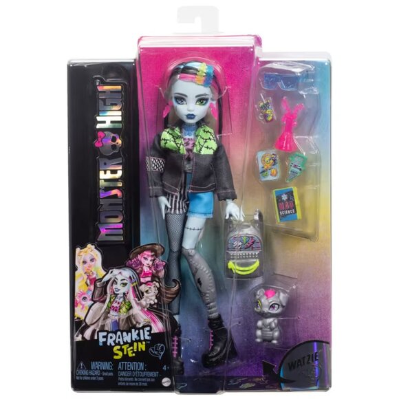 Monster High Frankie Stein Fashion Doll With Pet Watzie And Accessories - Picture 1 of 8